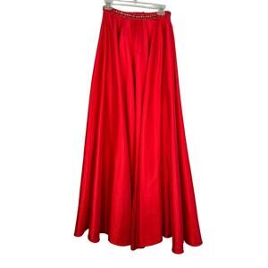 Sherri Hill Red Beaded & Rhinestone Waist A-Line Full Skirt